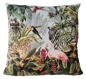 Zamatový vankúš s plameniakmi Jungle Flamingo - 45 * 45 * 10cm - Mars & More