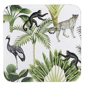 6 ks pevné korkové podtácky Jungle White - 10 * 10 * 0,4 cm - Mars & More