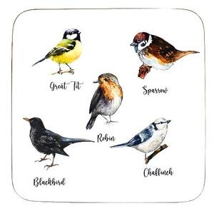 6ks pevné korkové podtácky vtáčiky Garden birds - 10 * 10 * 0,4 cm - Mars & More