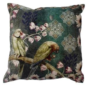 Zelený zamatový vankúš očarujúce andulky - 45*45*15cm - Mars & More