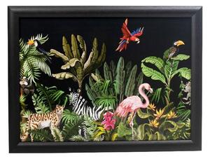 Čierny podnos na nohy s motívom džungle Jungle black - 43 * 33 * 7cm - Mars & More