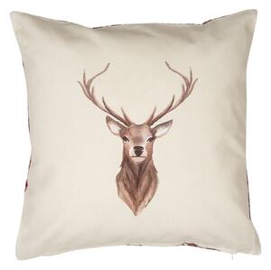 Béžový povlak na vankúš s jeleňom Cosy Lodge - 40 * 40 cm - Clayre & Eef