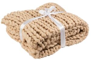 Pletený prírodné pléd Tricot crema - 152 * 127 cm - J-Line by Jolipa