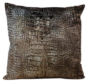 Hnedý zamatový vankúš s imitáciou krokodílej kože - 45 * 45 * 10cm - Mars & More