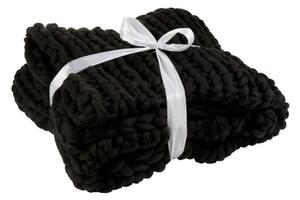 Pletený čierny pléd Tricot black - 152 * 127 cm - J-Line by Jolipa