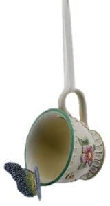 Závesná dekorácia šálka s motýlikom - 9 * 8 * 12 cm - Clayre & Eef