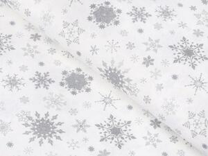 Biante Vianočná bavlnená obliečka na vankúš Sandra SA-116 Strieborné snehové vločky na bielom 40 x 40 cm