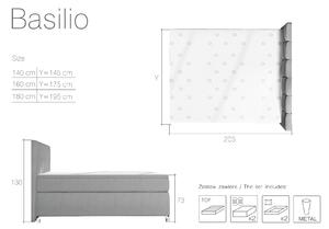 Drevko Čalúnená posteľ s LED osvetlením Basilio - Soft 33 - 140 x 200 cm, Krémová