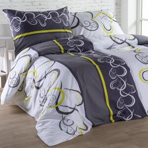 Bavlnené posteľné obliečky SRDCE zelené štandardná dĺžka