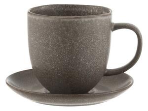 Šedo-hnedý keramický šálka s tanierikom Louise taupe - 12 * 9 * 9.5cm - J-Line by Jolipa