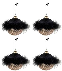 4ks zlatočerné vianočné gule Baubles – Ø 11 cm - J-Line by Jolipa