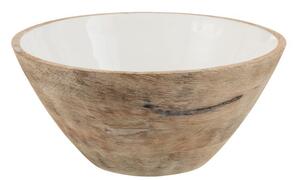 Drevená misa s bielym smaltovaným vnútrom Enamell large - ∅ 30,5 * 13 cm - J-Line by Jolipa
