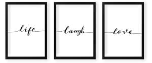 Súprava 3 nástenných obrazov Tablo Center Life Laugh Love