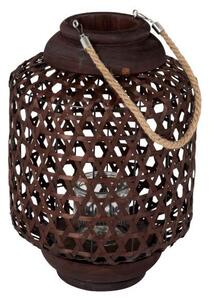 Hnedá drevená lampáš Knitti wood - Ø 32 * 45 cm - J-Line by Jolipa
