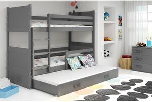 Detská poschodová posteľ s výsuvnou posteľou RICO 200x90 cm Ružová Sivá