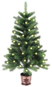 Osvetlený umelý vianočný stromček 90 cm, zelený