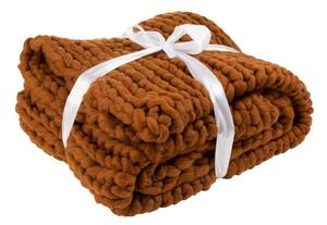 Pletený hnedý pléd Tricot orange brown - 152 * 127 cm - J-Line by Jolipa