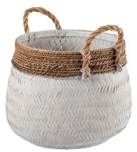 Biely bambusový košík s ušami Canasta - Ø 39*35 cm - J-Line by Jolipa