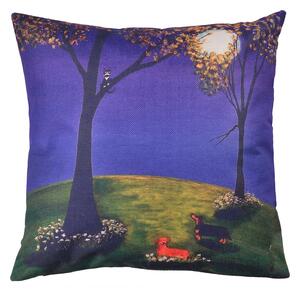 Povlak na vankúš s nočnou krajinou a psy - 43 * 43 cm - Clayre & Eef