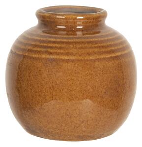 Hnedá glazúrovaná váza - Ø 8 * 8 cm - Clayre & Eef