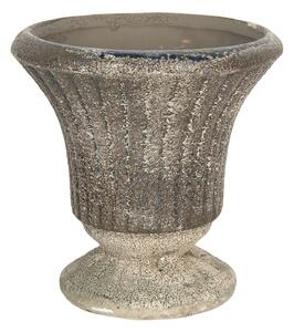 Hnedý keramický kvetináč s patinou v antickom štýle Tasse - Ø 13 * 13 cm - Clayre & Eef