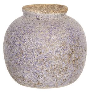 Retro váza s nádychom fialovej a odreninami - Ø 8 * 8 cm - Clayre & Eef