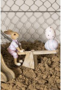 Veľkonočné dekorácie zajačika s vajíčkami na hojdačke - 16 * 3 * 12 cm - Clayre & Eef