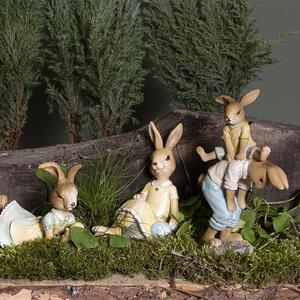 Veľkonočné dekorácie hrajúcich si králikov - 9 * 4 * 15 cm - Clayre & Eef