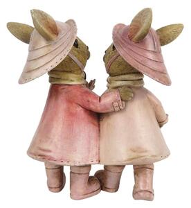 Veľkonočné dekorácie králičích slečien v pršiplášť - 13 * 8 * 13 cm - Clayre & Eef