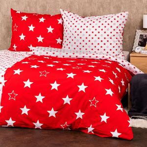 4Home Bavlnené obliečky Stars red, 140 x 200 cm, 70 x 90 cm