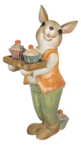 Veľkonočné dekorácie králika s muffiny - 11 * 6 * 16 cm - Clayre & Eef
