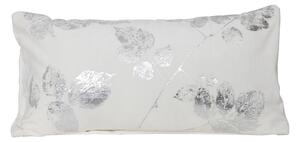 Zamatový biely vankúš so striebornými listy Leave - 60 * 30 cm - Light & Living