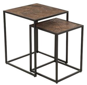 2 čierne kovové odkladacie stolíky Christophe - 42*42*53cm - J-Line by Jolipa