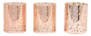 3ks ružovo-zlatý sklenený svietnik Penza - Ø 8 * 10 cm - Light & Living