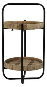 Čierny kovový 2 poschodový etažér s bambusovými podnosy Lorena - Ø 33 * 60cm - Light & Living