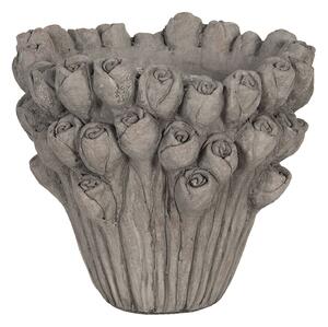 Kvetináč s dekoráciami ruží Rhode - Ø 23 * 21 cm - Clayre & Eef