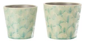 Tyrkysový vzorovaný obal na kvetináč Spiral M - Ø15*14 cm - J-Line by Jolipa