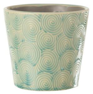 Tyrkysový vzorovaný obal na kvetináč Spiral M - Ø15*14 cm - J-Line by Jolipa