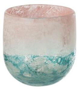 Tyrkysovo - ružový sklenený svietnik Blush S - Ø11 * 11 cm - J-Line by Jolipa