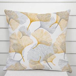 Biante Bavlnená obliečka na vankúš Sandra SA-745 Sivo-horčicové ginkgo listy na bielom 30 x 50 cm