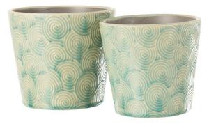 Tyrkysový vzorovaný obal na kvetináč Spiral M - Ø15*14 cm - J-Line by Jolipa