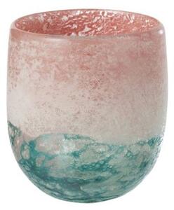 Tyrkysovo - ružový sklenený svietnik Blush L - Ø14 * 15 cm - J-Line by Jolipa