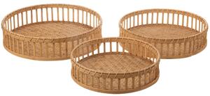 Set 3ks bambusových podnosov s okrajom Bamboo - Ø 47 * 13 cm - J-Line by Jolipa