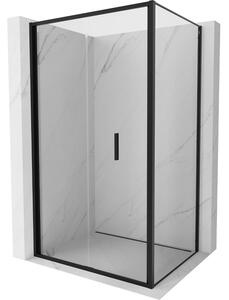 Mexen Exo, skladacia sprchová kabína, dvere 110 cm + bočná stena 75 cm, transparentné sklo, čierna, 816-110-075-70-00