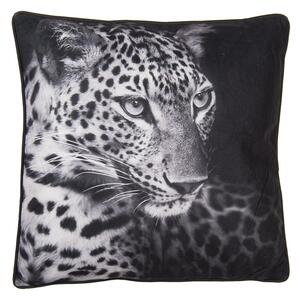 Čierny vankúš s hlavou leoparda - 45 * 45 cm - Clayre & Eef