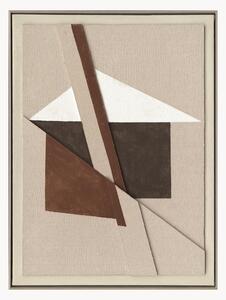 Ručne maľovaná nástenná dekorácia v ráme Brown Shapes