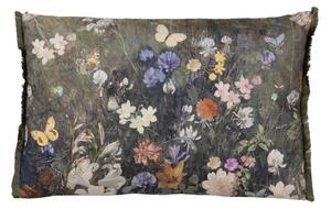 Vintage farebný vankúš s kvetmi a motýľmi - 60 * 40 cm - Clayre & Eef