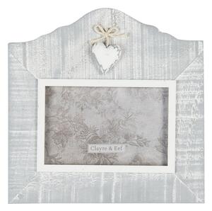 Šedivý drevený fotorámček so srdcom - 22 * ​​2 * 21 cm / 15 * 10 cm - Clayre & Eef