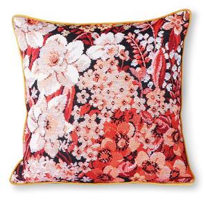 Kvetinový koralové okrový vankúš Floral - 50 * 50cm - HKLIVING