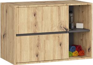 Ak furniture Závesná skrinka pod umývadlo VAMI 90 cm dub artisan/grafitová